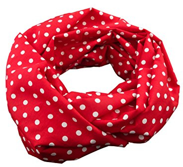 bettina bruder Damen-Loop Schlauchschal, Punkte Tupfen Dots, rot weiß | 100% Baumwolle