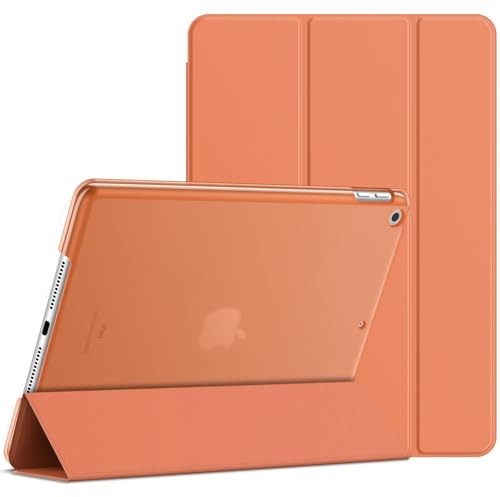 JETech Hülle für iPad 9./8./7. Gen 10,2, Papaya | Für iPad 10,2 (2021/2020/2019), Schlanke Transluzent Rückseite, Dreifach-Ständer, Auto Schlafen/Wachen, Leichter Stoßschutz