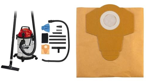 Einhell våt- och torrdammsugare TC-VC 1820 SA (1 250 watt, rostfritt stålbehållare 20 l, blåsanslutning) & Original Einhell Wmutsfälla 20 l (lämplig för Einhell våta torktumlare, innehåller 5 stycken)