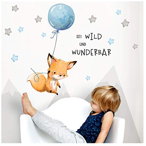 Little Deco Wandtattoo Sei wild & Fuchs mit Luftballon DL316 M - 130 x 61 cm (BxH)