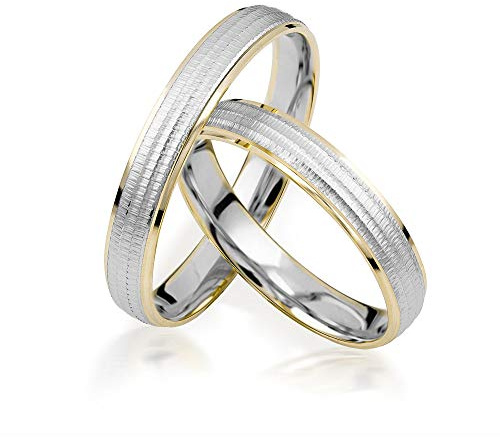 JC Trauringe Gold Paarpreis Bicolor Gelbgold Weißgold I Traumhafte Eheringe breit 3,5 mm I Edle Partnerringe mit Gravur in edler Schatulle I 2 Hochzeitsringe Herrenring & Damenring I J185