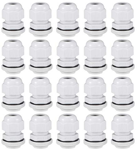 sourcing map M18x1.5 Cable Gland 5mm-10mm Wire Hole Waterproof Nylon Joint Adjustable Locknut with Washer White 20pcs