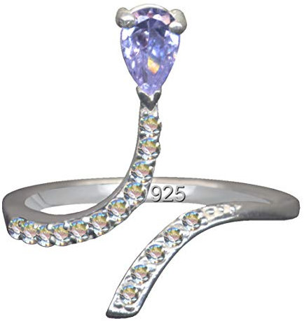 FINGERRING/Echt Silber 925 mit Zirkonia/Jugendstil Design/Steinfarbe: klar weiss Lavendel/modern cool trendy hip/Online Shop Schmuck kaufen / 59036
