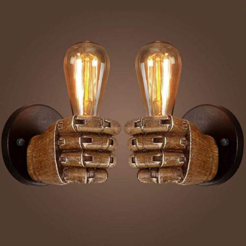 Vintage Wandleuchten Retro Industrielle E27 Faust Wandlampe Antik Holz Rustikale Wohnzimmer Lichter Korridor-Küchen-Schlafzimmer-Restaurant-Café Beleuchtet Innenbeleuchtung,Left and right hand