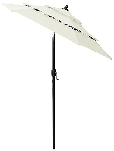 Gawany Sombrilla de 3 niveles con poste de aluminio arena 2 m Parasol Excéntrico sombrilla Parasol para terraza jardín Playa Piscina Patio Protector Solar UV