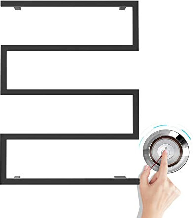 GJXJY Scaldasalviette elettrico nero opaco, a parete, per bagno, riscaldamento elettrico, porta asciugamani, 600 x 800 mm