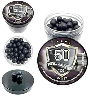 100 x Rubber Steel Balls in 50 cal. - Sfere in acciaio da 100 pezzi per pistole da addestramento per la difesa domestica in calibro 50 (S-TYPE)