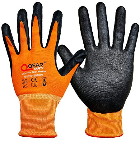 Guantes De Protección Multifuncionales, Guantes De Trabajo Recubiertos De Nitrilo, Agarre Firme, Guantes De Jardinería For Hombres Y Mujeres (Color : Orange, Size : M)