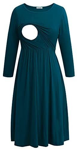 Smallshow Nursing Dresses 3/4 Sleeve Maternity Breastfeeding Dress for Women