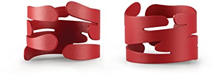 Alessi Barkring BM17S2 R - Set mit Zwei Design-Serviettenhaltern mit Natürlich Inspirierter Dekoration, aus mit Epoxidharz Gefärbtem Stahl, Rot