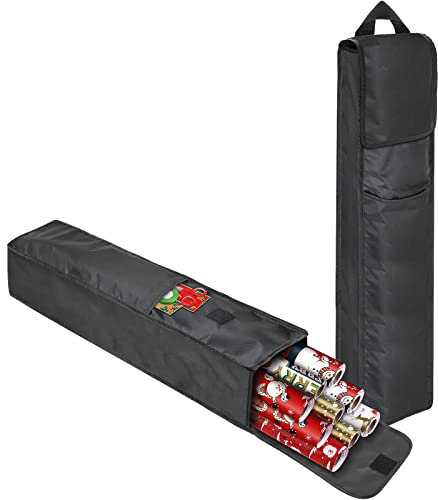 2 Geschenkpapier Aufbewahrung, Haltbares Gewebe Geschenkpapier Organizer mit Vordertasche, für Kraftpapier Rolle Packpapierrolle Transparentpapier Rolle Bunt(78 * 13 * 13CM)
