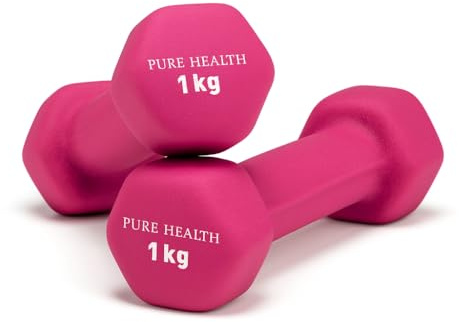 Neoprene Dumbbell Hand Weights Pair Home Exercise for Women Men Arm Pilates Dumbbells in 1kg 1.5kg 2kg 3kg 4kg 5kg 8kg 10kg Set (Pink (1KG, Pair))