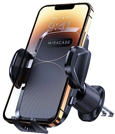 Miracase Handyhalterung Auto【Hochstabile Doppel-Stahlhaken】 Handyhalter fürs Auto Lüftung 360°Drehung für iPhone 15 Pro Max/14/13/12/11/SE/Samsung/Oneplus/Huawei usw