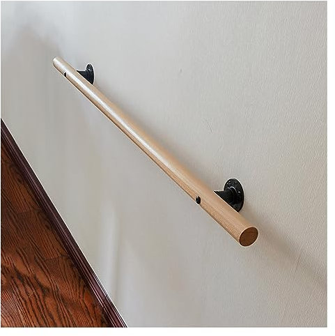 SXEVZOO Treppenhaus Handlauf, Massivholz Buche Natur Wandhandlauf, mit Halterungen, 1ft-6.5ft-20ft, Ø 5cm/2inch, Zuhause Anti-Rutsch Treppengeländer (Color : Natural, Size : 1.6ft/0.5m)