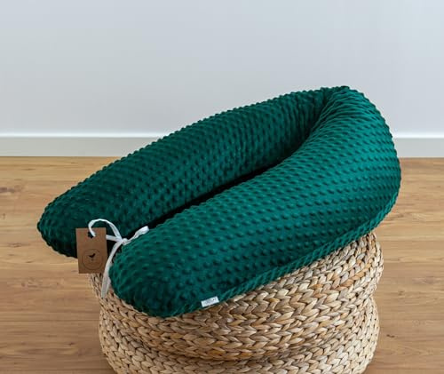 LOOLAY Schwangerschaftskissen - Stillkissen 190 cm - Seitenschläferkissen 100% Minky - mit Abnehmbarem Bezug - Ergonomisches Schwanger Kissen für Schlafen (Grun)