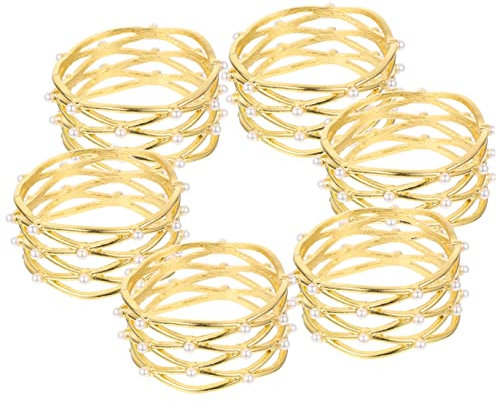 OUNONA 6St Serviettenschnalle Hochzeit serviettenringe Messing Dekor Cocktailservietten Serviettenring aus Metallperlen Serviettenhalter aus Metall Kanten schmücken