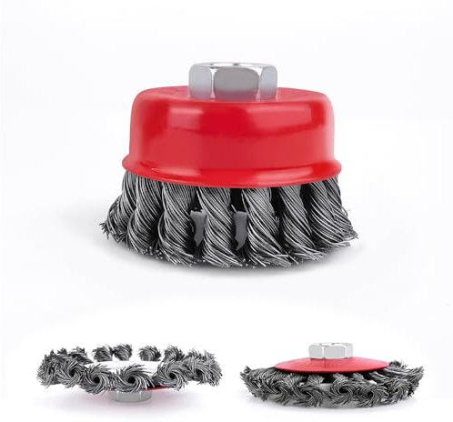 Lot de 4 brosses à roue en fil torsadé Twist Knot - Avec filetage M14 - Pour meuleuse d'angle - 4 brosses à roues métalliques - Convient pour meuleuse d'angle M14 de 115 mm - Brosse de roue torsadée