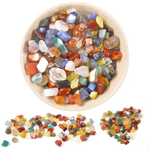 300 g naturliga agatstenar, naturliga färgglada ädelstenar 9–12 mm, tumlade kristallstenar, naturliga stenar, polerade naturliga stenar för barn dekorativa hantverk meditation på naturlig reiki