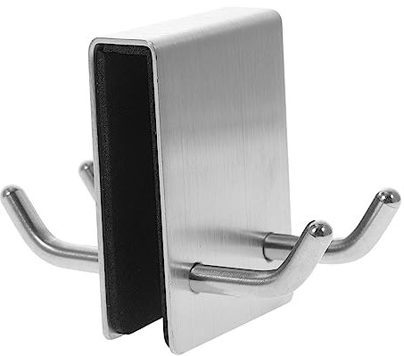 Anneome Over The Door Double Prong Hook 304 Stainless Steel Punch-Free Bathroom Glass Door Hanger, Detachable Metal Coat and Towel Rack Suitable for Jackets and Hats