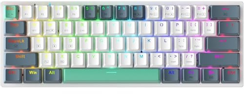 Machenike K500A-B61W 60% Wireless Mechanical Gaming Keyboard, 61 Keys, Hot-Swappable Linear Red Switch, Dynamic RGB Backlight, Anti-Ghosting, Dual PBT Keycaps