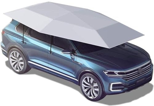 GLJTUO Halbautomatisches Vier-Jahreszeiten-Autozelt, Tragbar, Gefaltet, Oben Montiert, Bewegliches Autodach, Uv-Beständig, Wasserdicht, Autoschirm, Carports (Silber)