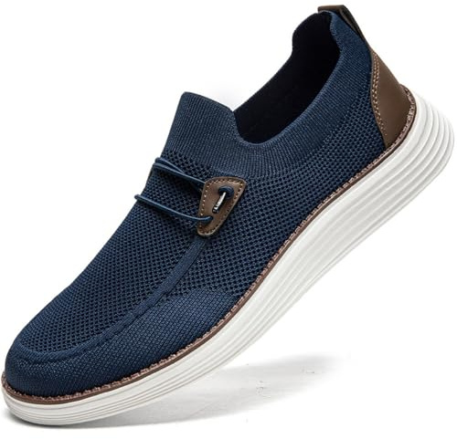 VGPSFN Mens Loafers Slip On Walking Shoes Sneaker Gym Sports Running Shoes Lightweight Work Shoes Soft Penny Driving Shoes Dark Blue UK 5.5