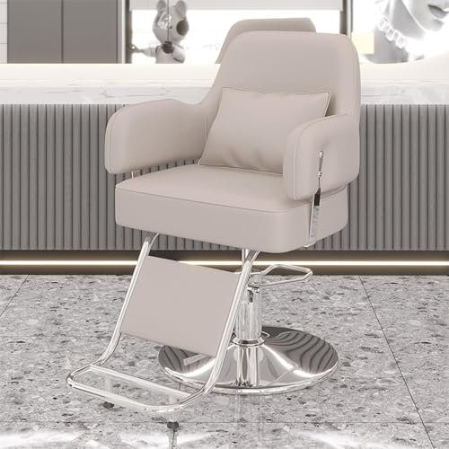 Llchaensc Friseurstuhl Friseursessel 360° Drehbar Frisörstuhl Barberstuhl Höhenverstellbarer Barbersessel Hydraulischer Bedienungsstuhl Friseureinrichtung,Grau,A