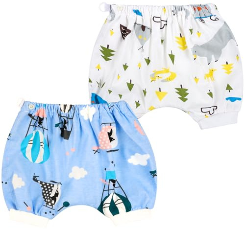 FLYISH DIRECT Pantalones Cortos de Entrenamiento para el Orinal, Pantalones de Entrenamiento a Prueba de Fugas para Niños y Niñas, Pantalones de Entrenamiento Rusibles 100% Algodón, 2 Packs, Azul, M