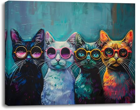 PIY PAINTING Dipinto Su Tela Di Animali, Stampa Su Tela Di Gattino, Facile Da Appendere Per Camera Da Letto Soggiorno Ufficio Bagno Ingresso, 30x40 cm