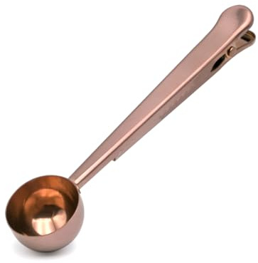 LICQIC Coffee Scoop with Bag Clip, Stainless Steel, 1 Pcs Rose Gold | Suitable for Sealing and Measuring Coffee