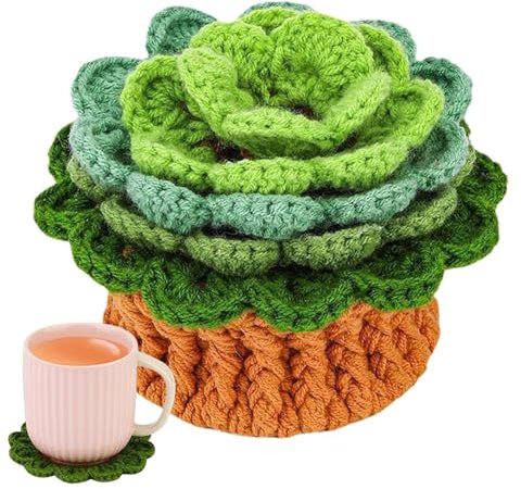 Bexdug Gehäkelte Untersetzer, Untersetzer Blumentopf häkeln - Handgefertigtes Pflanzen-Häkel-Untersetzer-Set - Handgefertigtes Häkel-Pflanztopf-Untersetzer-Set, Häkelset mit klaren Video-Tutorials für
