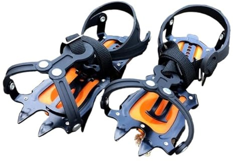 XUCZHAI 10 Zähne Ice Gripper Spike Schuhe Anti Slip Wandern Klettern Schnee Spikes Steigeisen Stollen Klauen Griffe Outdoor Stiefel(Orange Size 37-45)