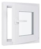 Fenêtre PVC - LxH 500x500 mm -Triple Vitrage - Blanc -poignée à gauche