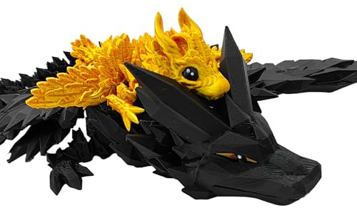 Generisch 3D-gedruckte Drachenfiguren - Auswahl zwischen 1, 2 oder 3 Stück (45cm, 35cm und 12cm) – Inspiriert – Fantasievolle Dekoration fürs Bücherregal - wahlweise mit Ei, handbemalt