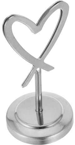 HOMSFOU Herz-form Memohalter Aus Edelstahl Mit Clip Kartenhalter Für Tischnummern Notizen Fotos Speisekarten Und Visitenkarten Für Hochzeiten Büros Partys Und Restaurants
