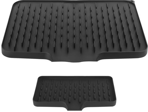 2 PzTappetino Scolapiatti in Silicone, Tappetino Lavello Cucina, Sgocciolatoio per Lavello, Tappetino Sgocciola Piatti da Lavandino Antiscivolo per Piano Cucina Lavello, 40x30 cm, 25x13 cm