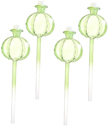 OSALADI Globe D'arrosage pour Plantes D'intérieur en Verre Transparent Forme Cactus 4 Pièces, Système D'irrigation Automatique pour Pots Et Bonsaïs, Arrosage Autonome Pratique Et Décoratif