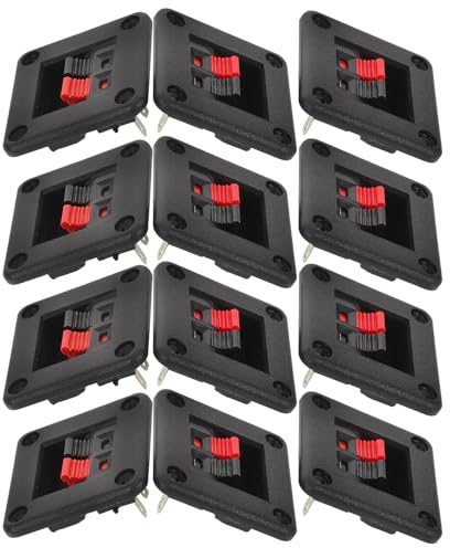 HYTROVE 12 pezzi Terminali per Altoparlanti Quadrati Morsetti per Cavi Audio Piccoli Supporto per Subwoofer e Sistemi Audio Compatti Protezione Cavi Senza Attrezzi Gestione Ordinata e
