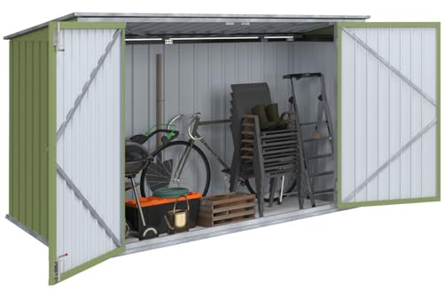 IDMarket - Abri de Jardin en métal Vert Olive verrouillable Multi-Rangement pour Stockage vélos, Outils, poubelles