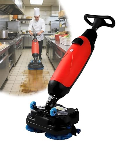 Nettoyeur de Sol Portable à Pousser, Balai à Franges portatif léger, Mini Nettoyeur de Sol de qualité Professionnelle, adapté à la Maison, au Bureau et à la Salle de Bain.(Red)