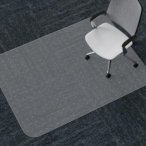 WASJOYE Office Chair Mat Carpet 90x120 cm Carpet Protector Non-slip PVC, Home Office Chair Floor Protectors, 2.2mm Thick, Transparent for Home Computer Desk Rolling Chair