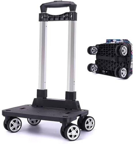 Ryggsäcksvagn, vikbar aluminiumlegeringsvagn med universalhjul, justerbar dragstång (52 cm-94 cm), 20 kg belastning, bärbar och lätt att förvara