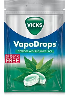 VICKS VapoDrops Lemon, Sugar Free Vegan Lozenges With Lemon Flavour and Menthol, Pack 72g x 10