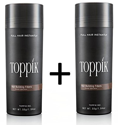 2 x TOPPIK 55 g. Haarverdichter Streuhaar schütthaar Hair Fibers Microhairs, Farbton:Schwarz (Black)