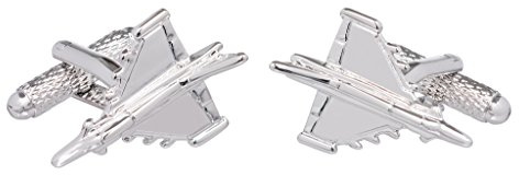 Boutons de manchette Typhoon Fighter Jet Avion – Livrés dans une boîte Onyx Art, taille unique, Onyx, argent