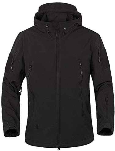 SZAWSL Veste militaire imperméable en softshell pour homme avec doublure en polaire, Camouflage, Veste tactique,M,Noir