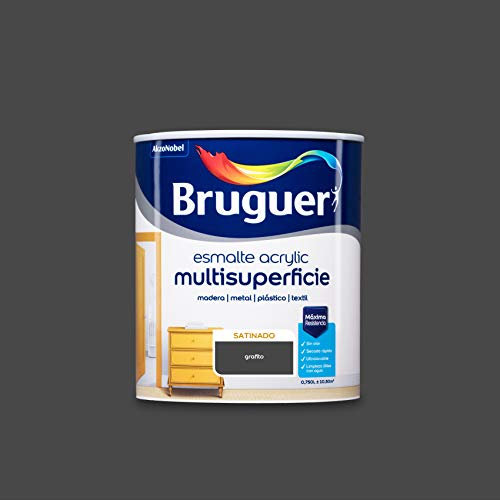 Bruguer Acrylic Multisuperficie Smalto ad acqua satinato Grafite, 0,75 litri