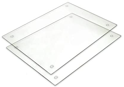 Tempered Glass Cutting Board - Long Lasting Clear Glass - Scratch Resistant, Heat Resistant, Shatter Resistant, Dishwasher Safe. (2 Large 12x16)