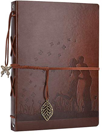 AIOR Hochzeit Fotoalbum zum Selbstgestalten, Schwarze Seiten Scrapbook Album Groß zum Einkleben Vintage Leder Fotobuch Gästebuch Fotoalben, Hochzeitsalbum Weihnachten Jahrestag Geschenke, Paar