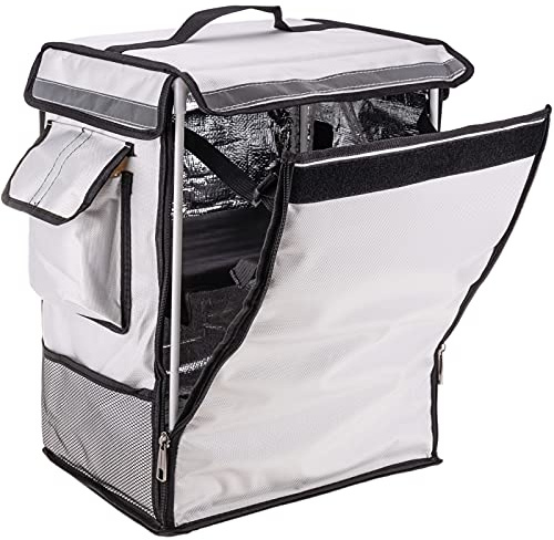 PrimeMatik - Réfrigérateur portable blanc 42 Litres 35x49x25cm, sac à dos isotherme pour pique-nique, camping, plage, livraison de nourriture en moto ou vélo